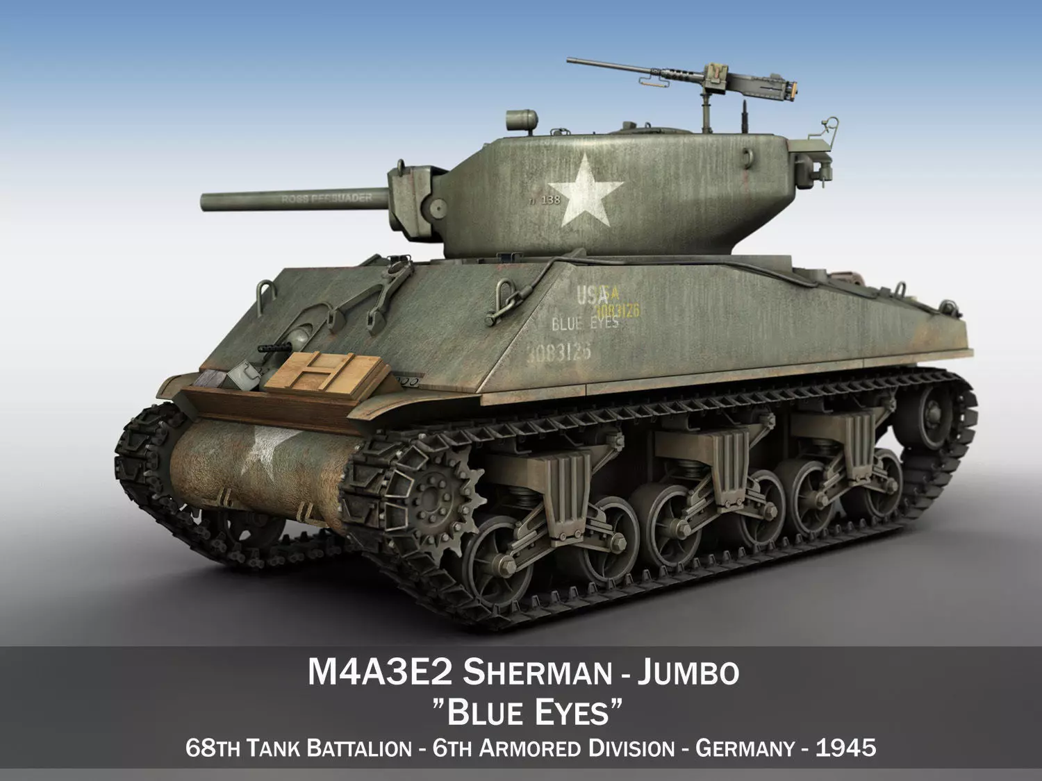 M4A3E2 - Sherman Jumbo - Blue Eyes 3D model
