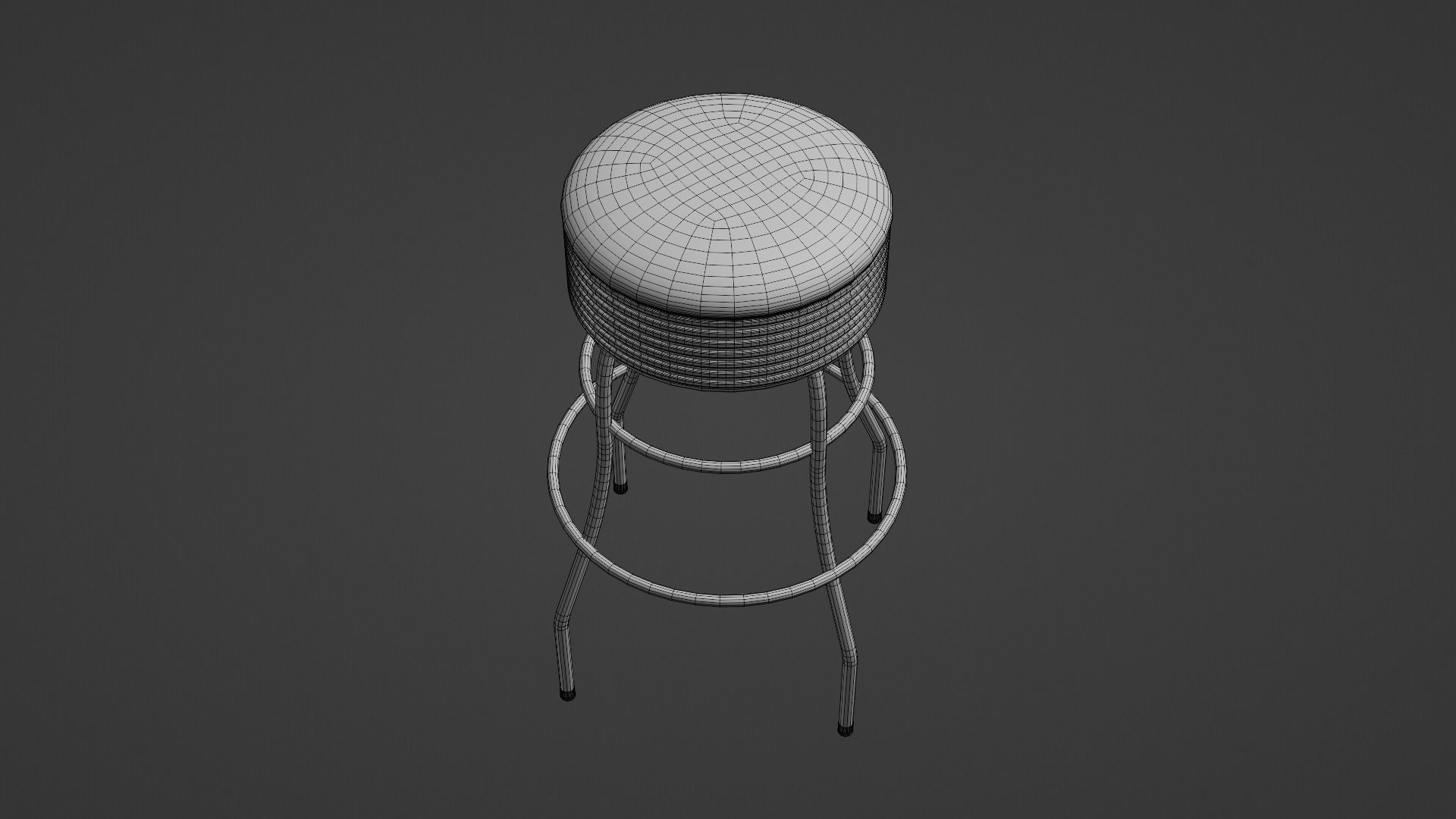 Retro Bar Stool 3 Low-poly 3D model_9
