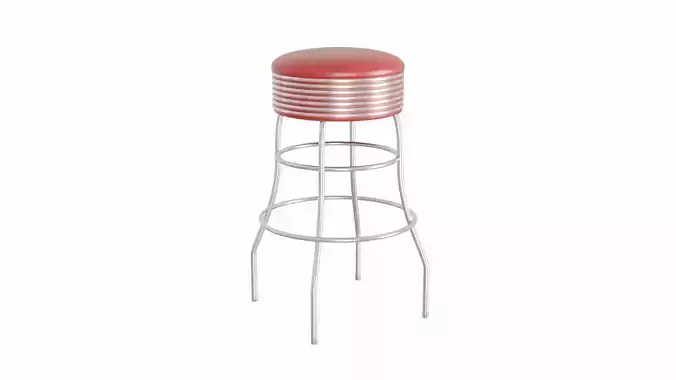 Retro Bar Stool 3 Low-poly 3D model