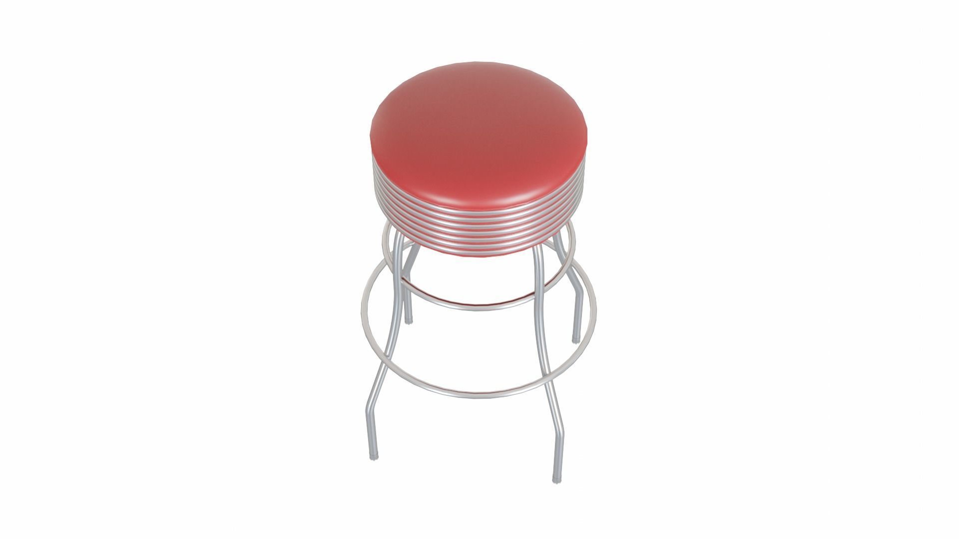 Retro Bar Stool 3 Low-poly 3D model_4