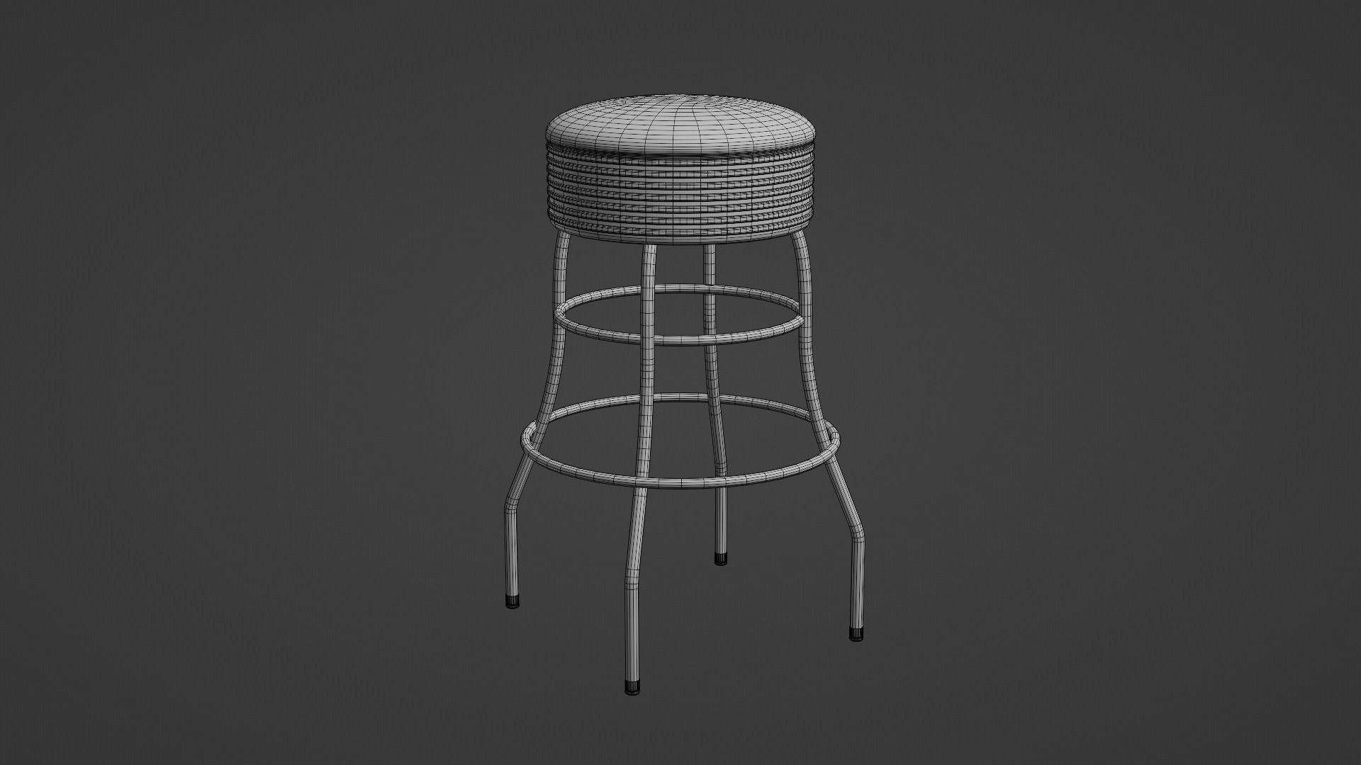 Retro Bar Stool 3 Low-poly 3D model_6