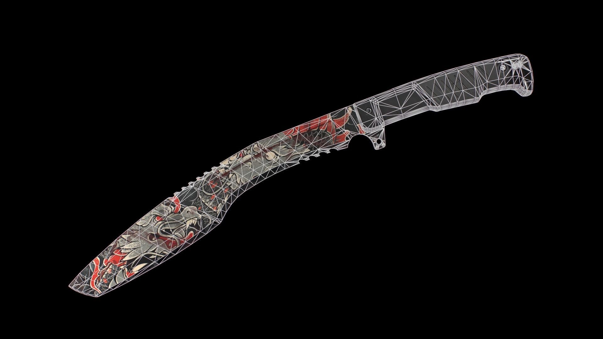 Kukri Knife - Dragon  Low-poly 3D model_7