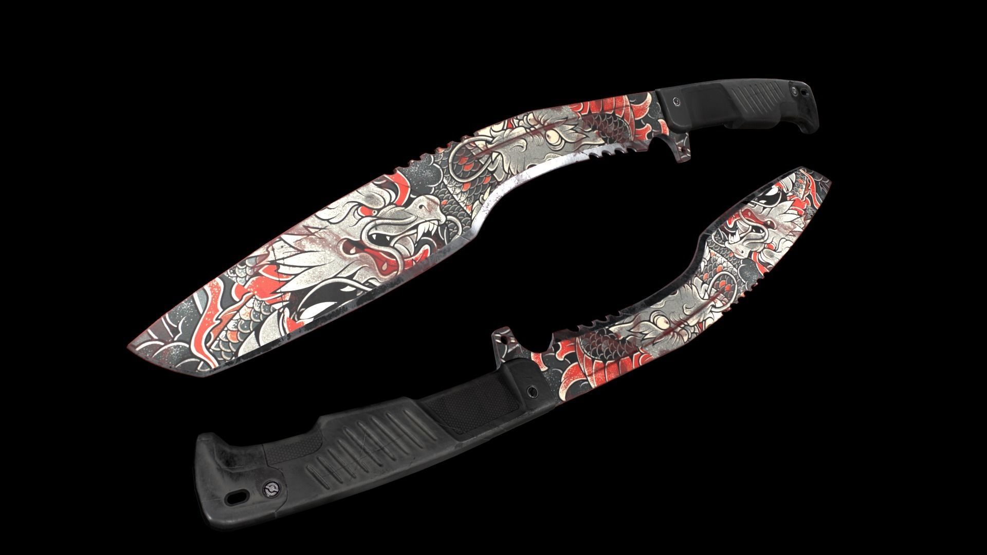 Kukri Knife - Dragon  Low-poly 3D model_3
