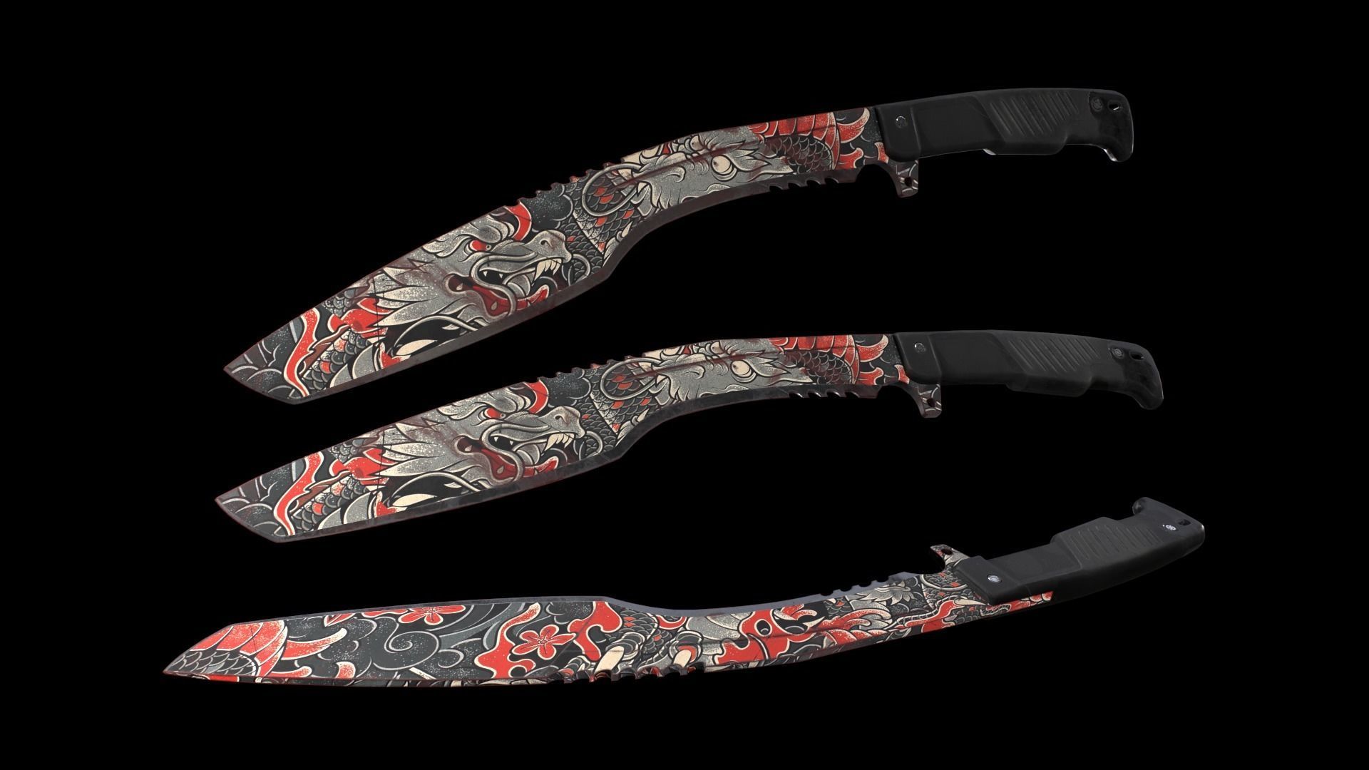 Kukri Knife - Dragon  Low-poly 3D model_6