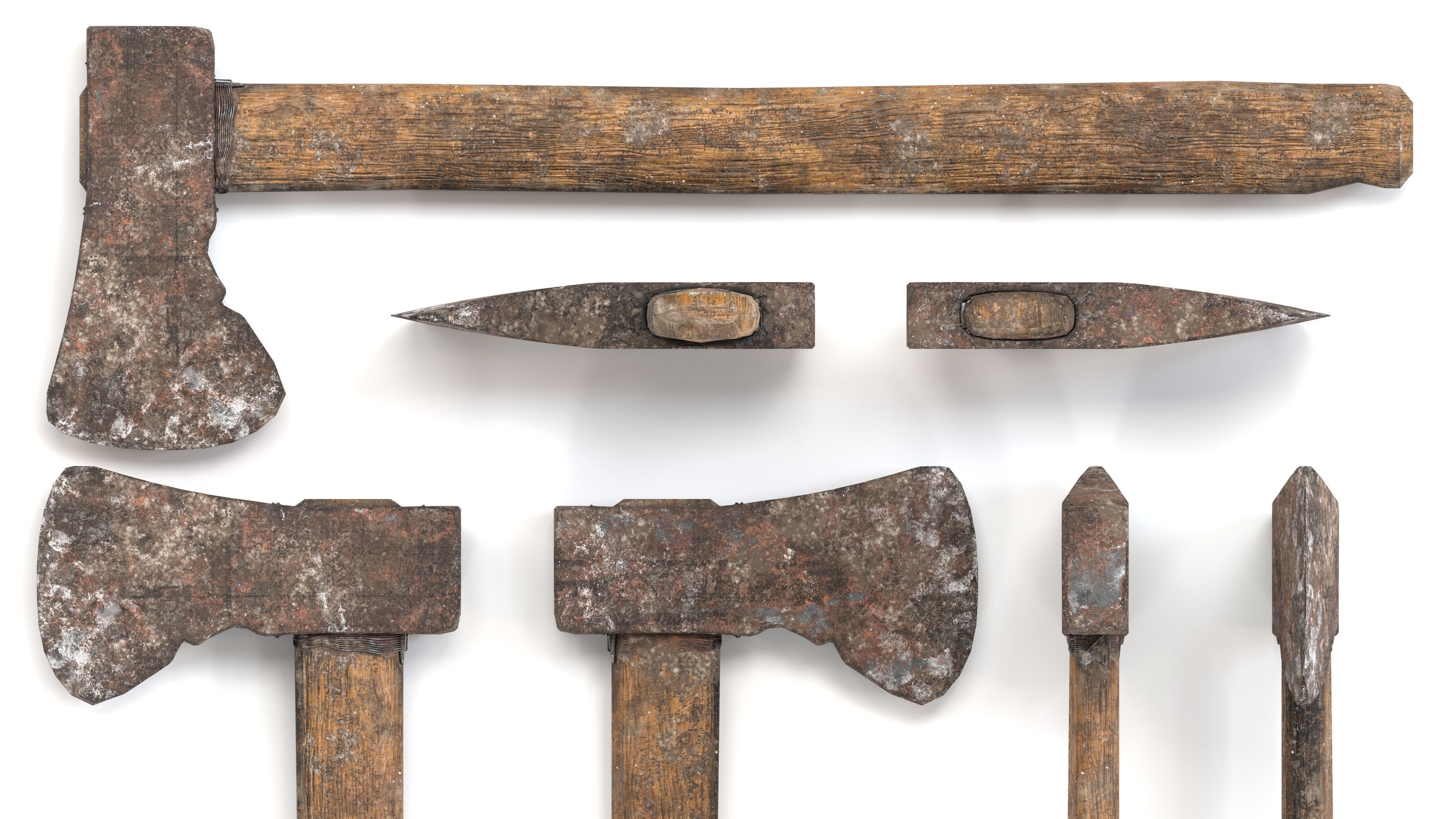 Old ax design Low-poly 3D model_8