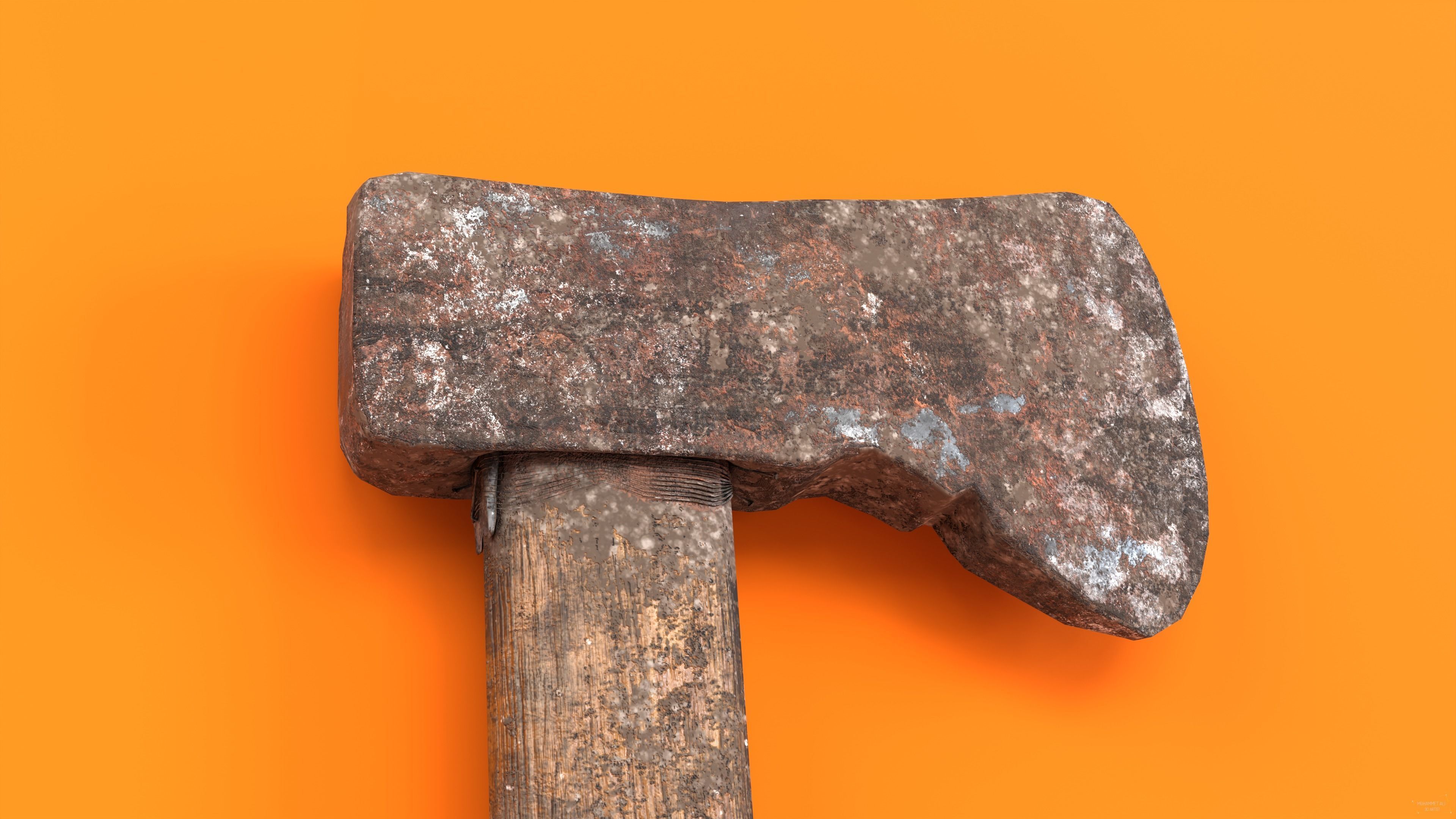 Old ax design Low-poly 3D model_5