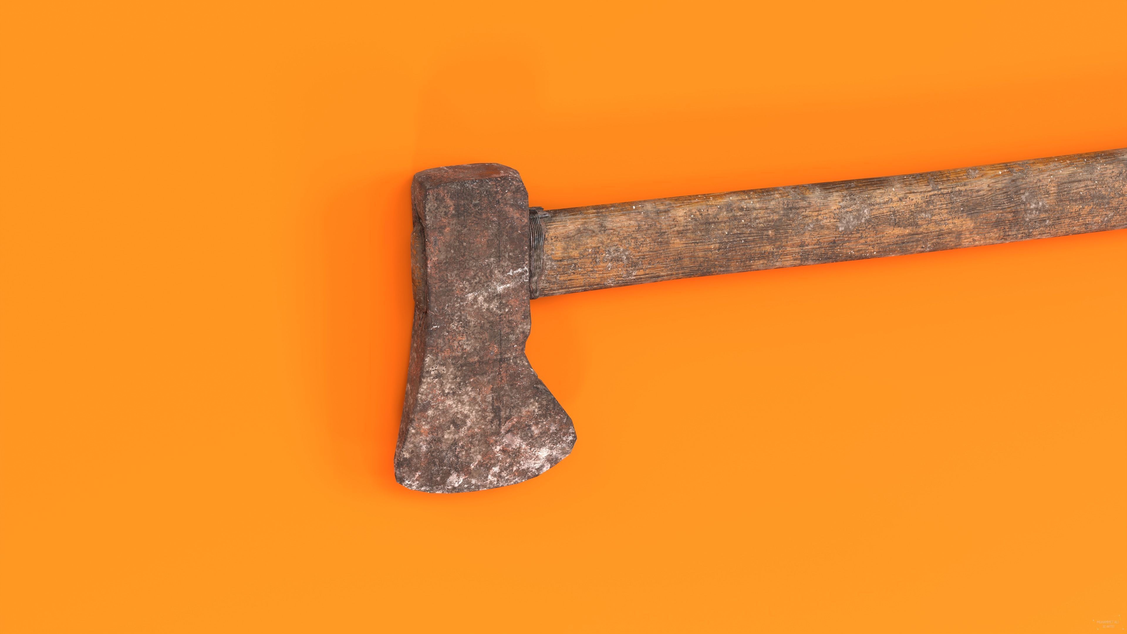 Old ax design Low-poly 3D model_3