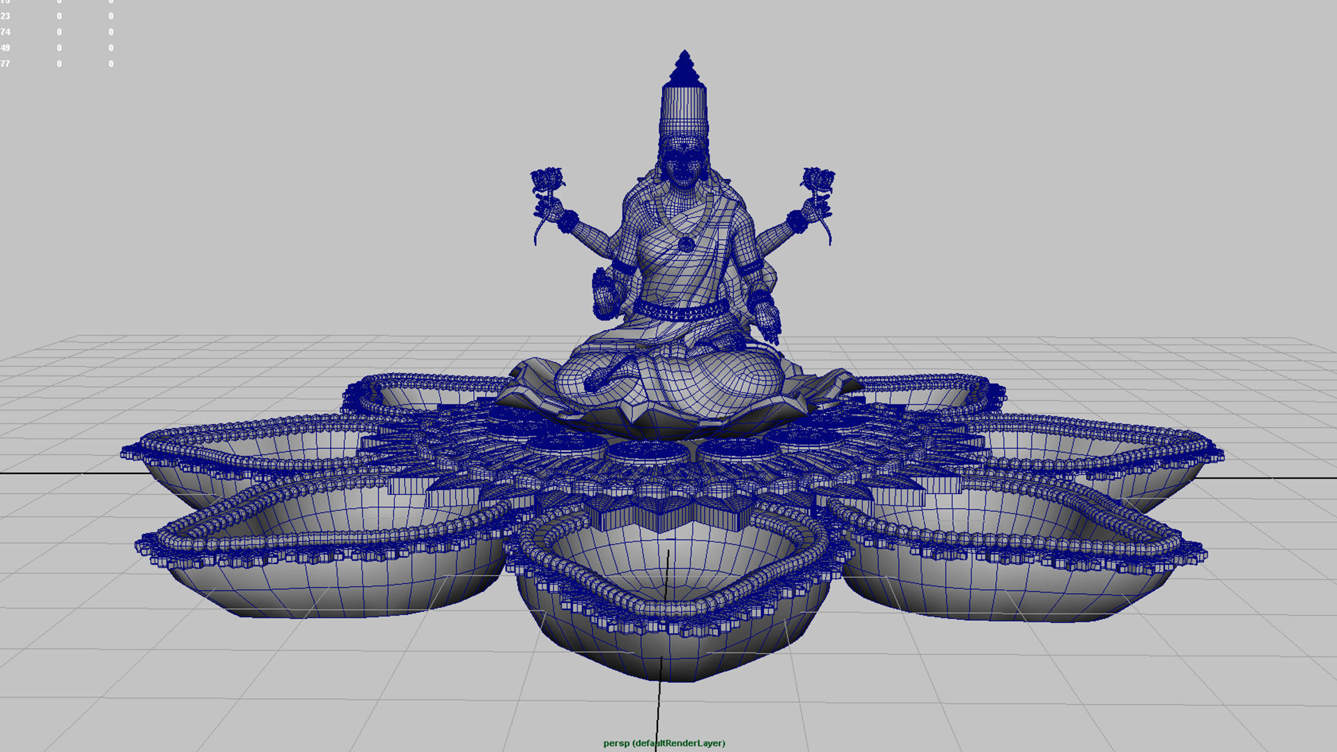 clay oil lamp lakshmi 3D model_1