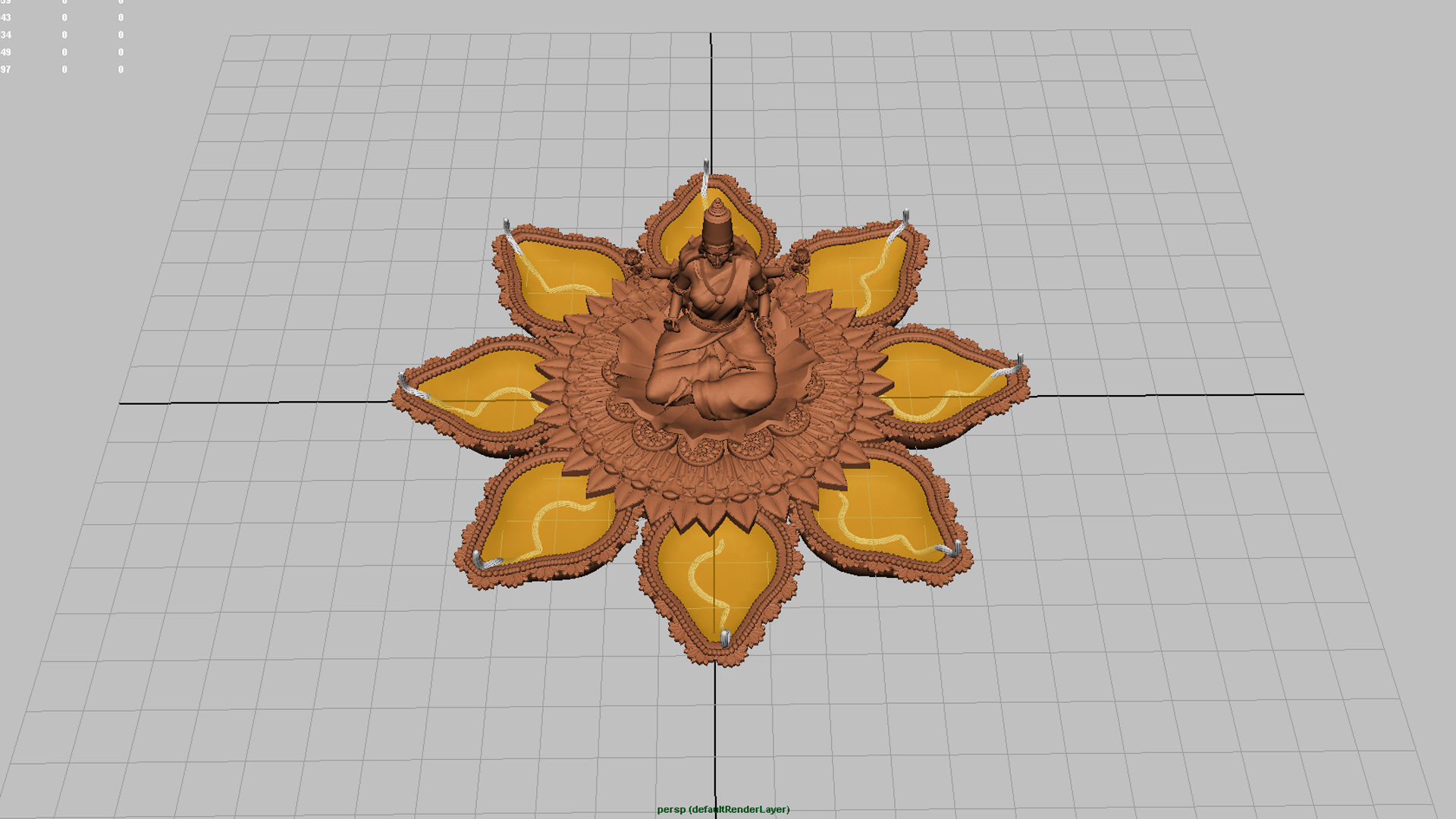 clay oil lamp lakshmi 3D model_12