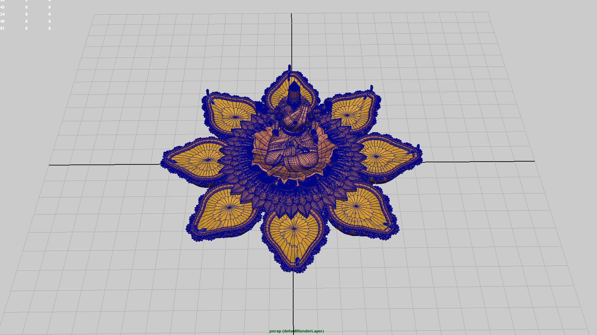 clay oil lamp lakshmi 3D model_2