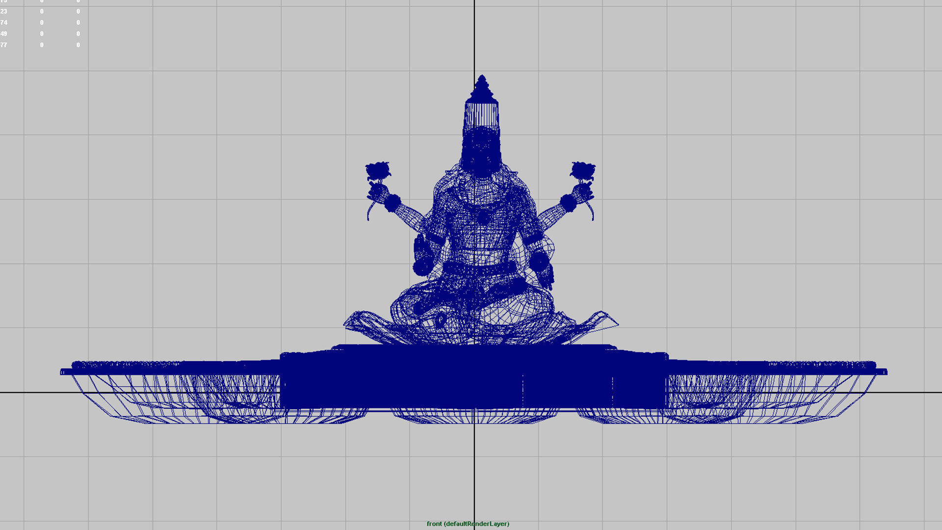 clay oil lamp lakshmi 3D model_4