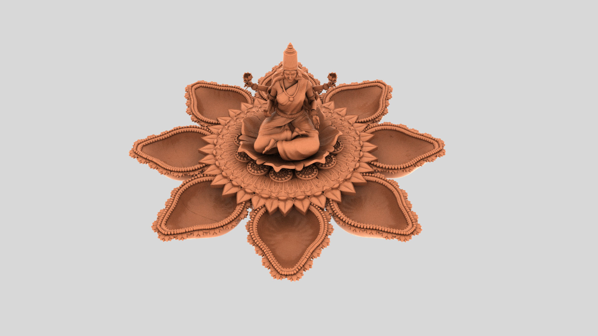 clay oil lamp lakshmi 3D model_8