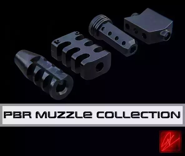 PBR Muzzle Collection low-poly 3d model two plastic parts for gun