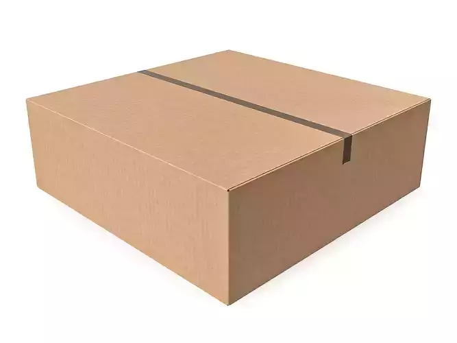 Cardboard box sealed with packing 06 Low-poly 3D model