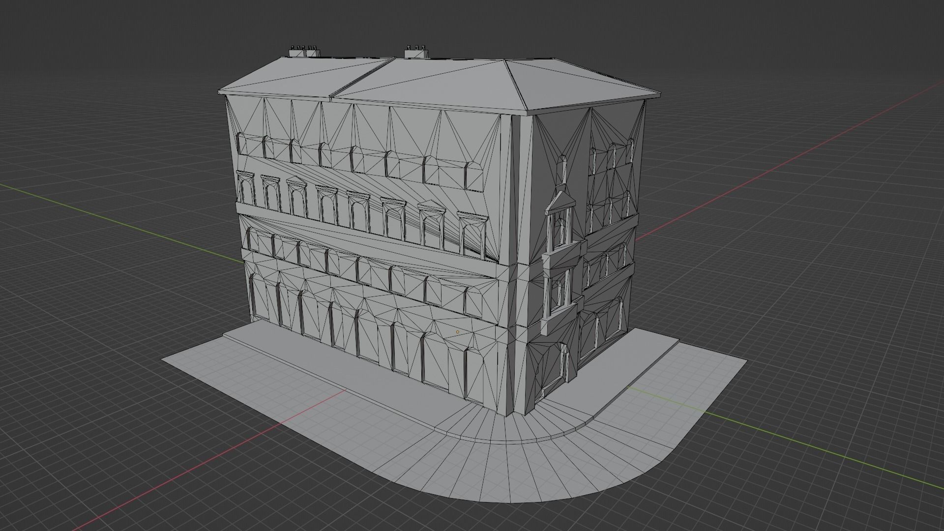 Low Poly Central Eastern European City Building Low-poly 3D model_3