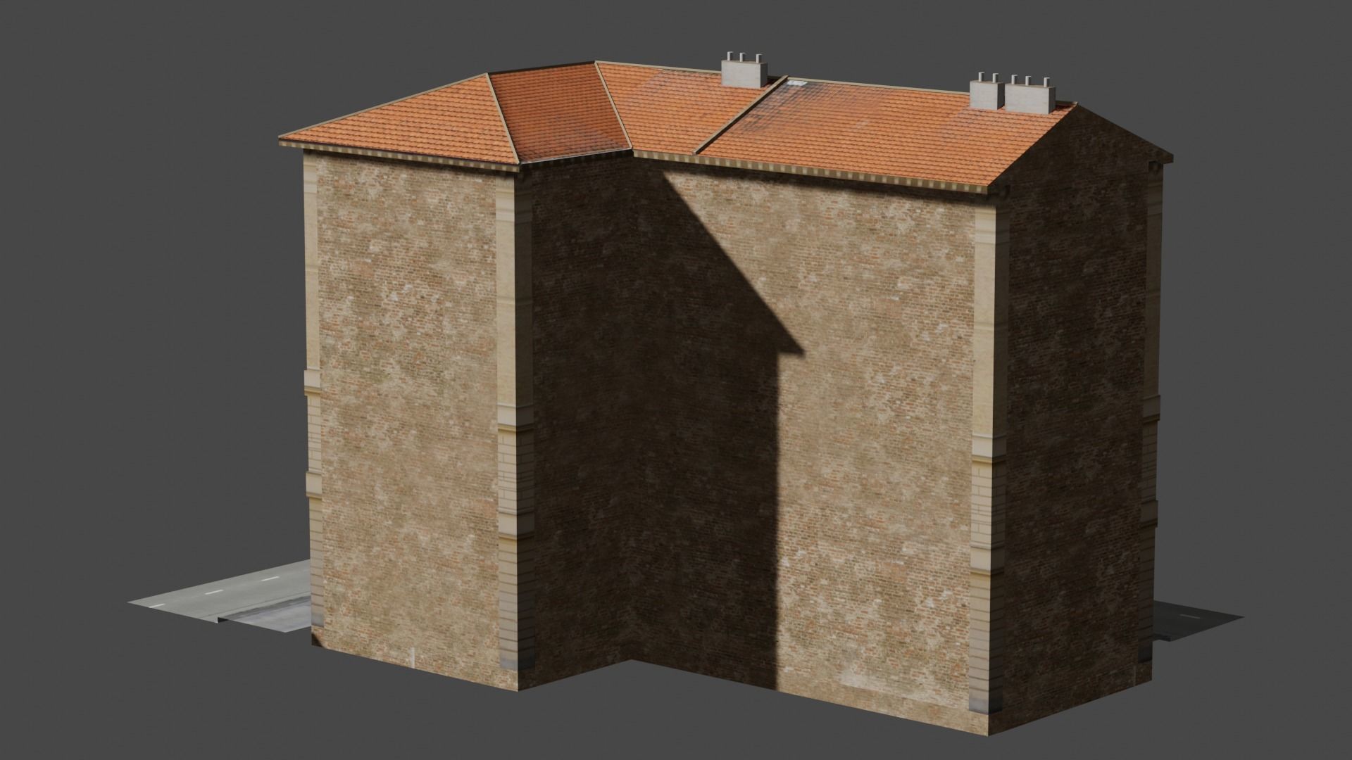 Low Poly Central Eastern European City Building Low-poly 3D model_1