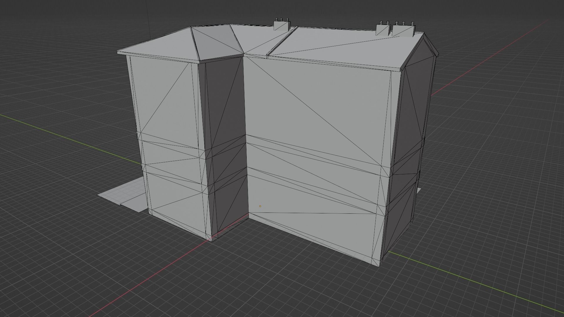 Low Poly Central Eastern European City Building Low-poly 3D model_4