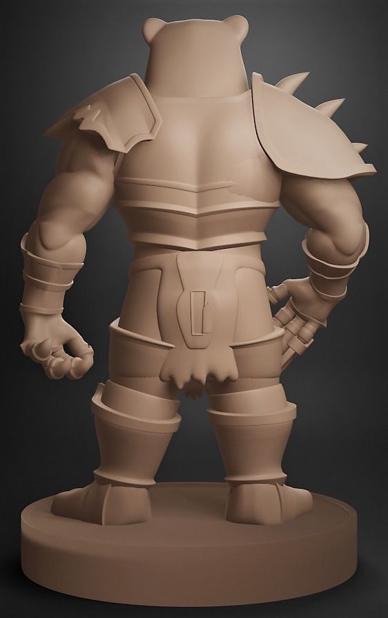 GrizzlyKnight statue of armored man 3D print model_1
