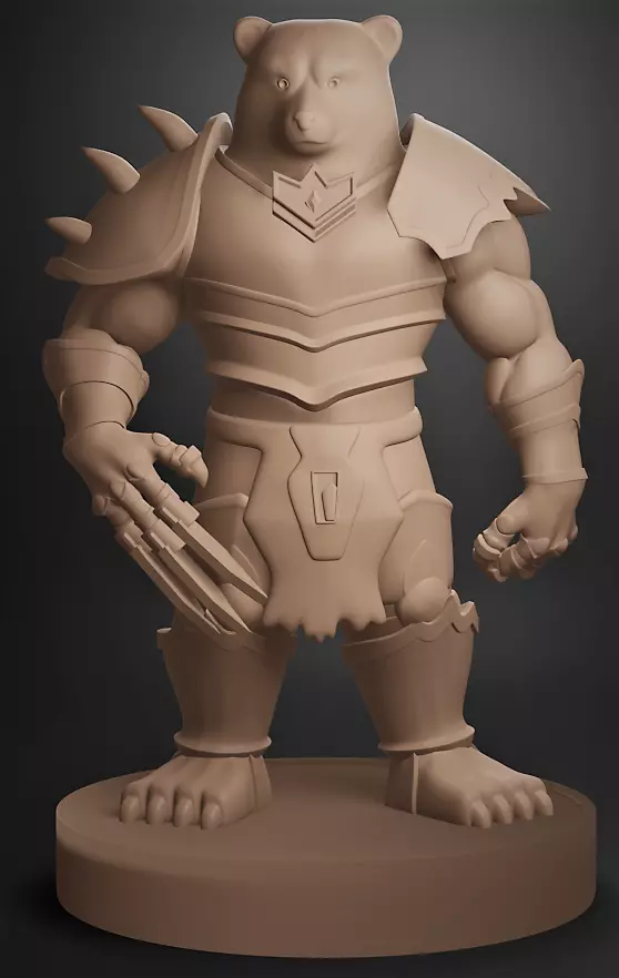 GrizzlyKnight statue of armored man 3D print model_0