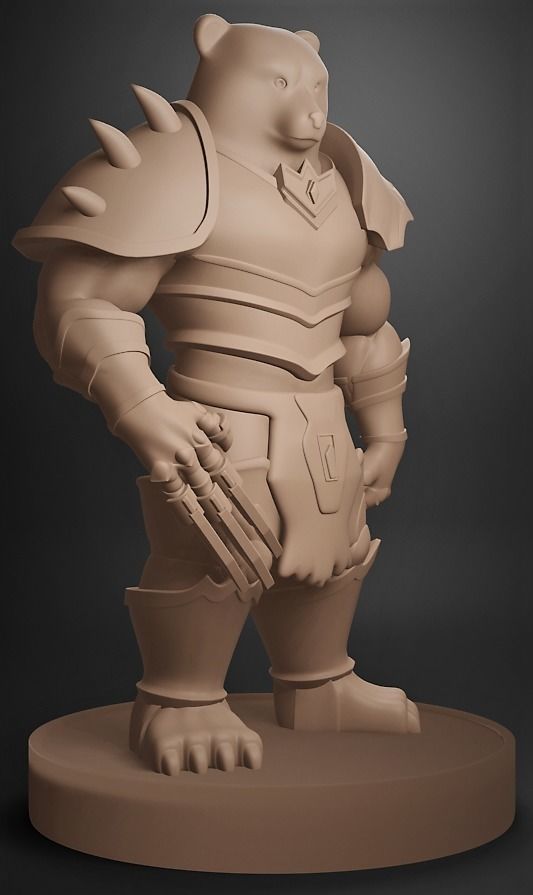GrizzlyKnight statue of armored man 3D print model_3