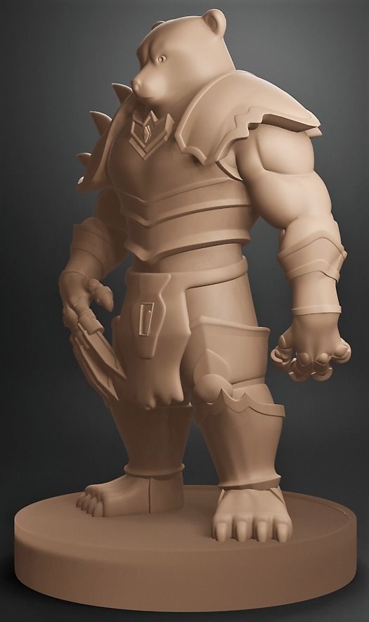 GrizzlyKnight statue of armored man 3D print model_2
