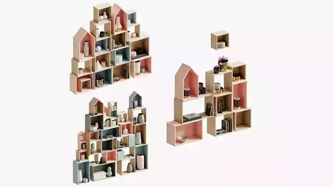 shelves set bookcase - house