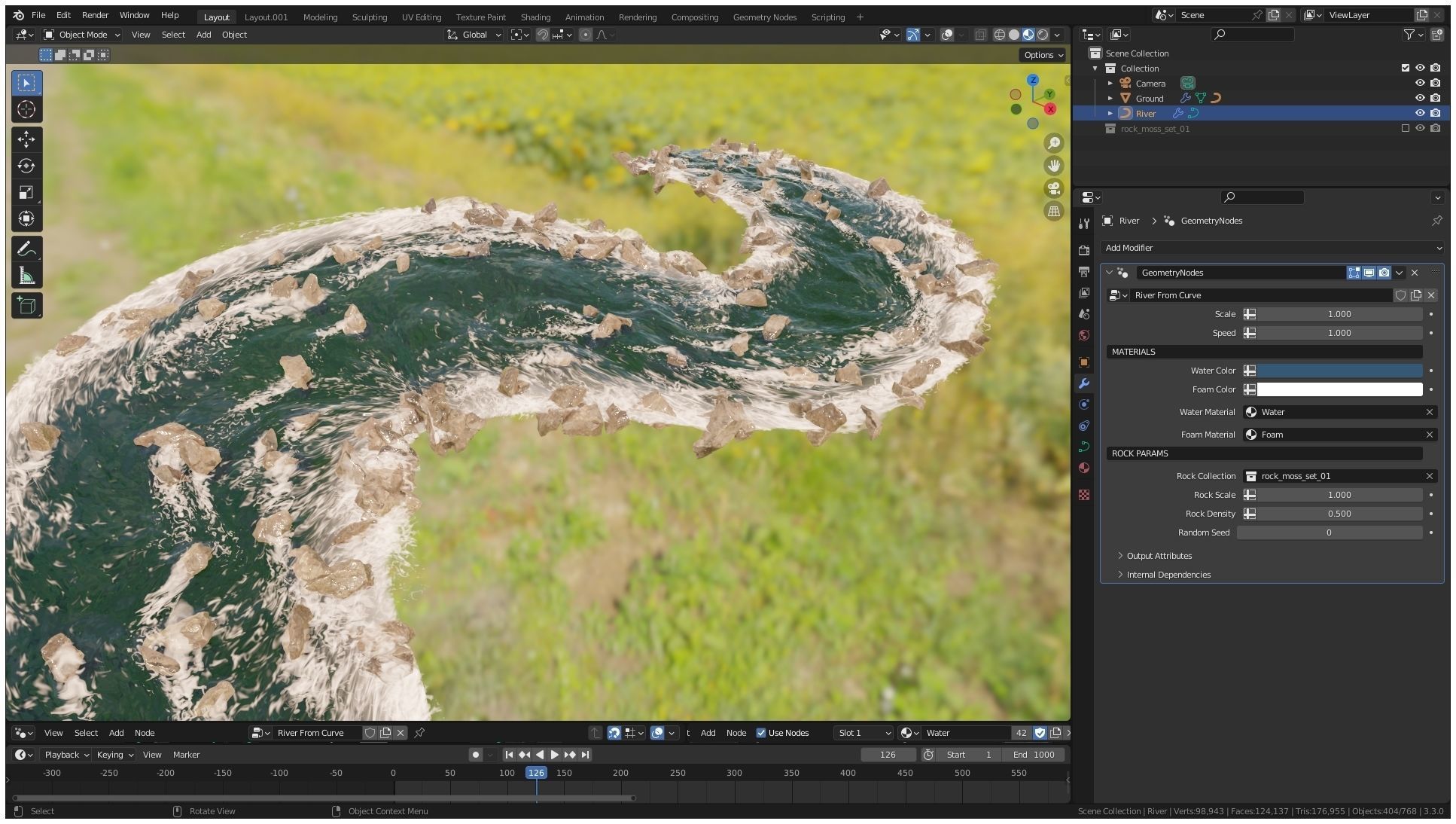 Realtime River Generator in Blender 3D model_2