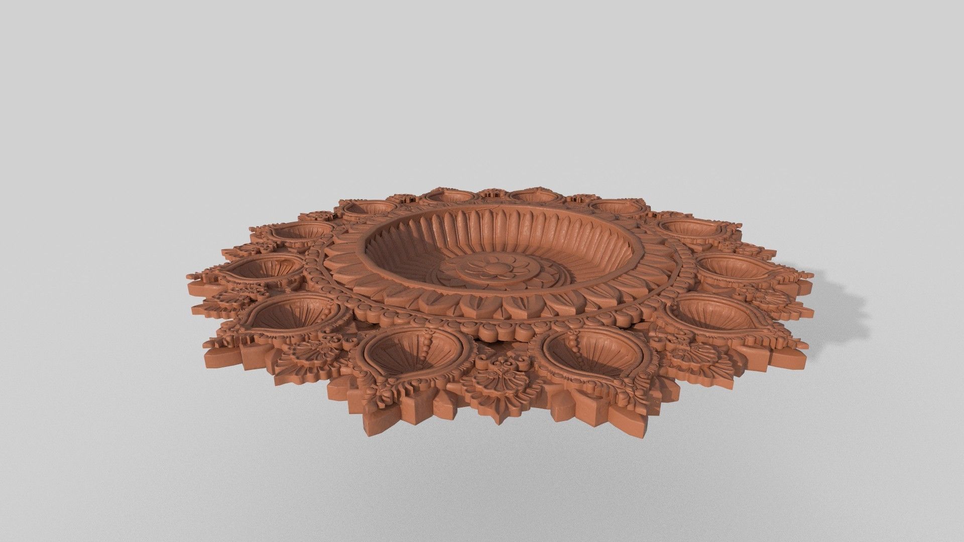 clay oil lamp  3D model_3