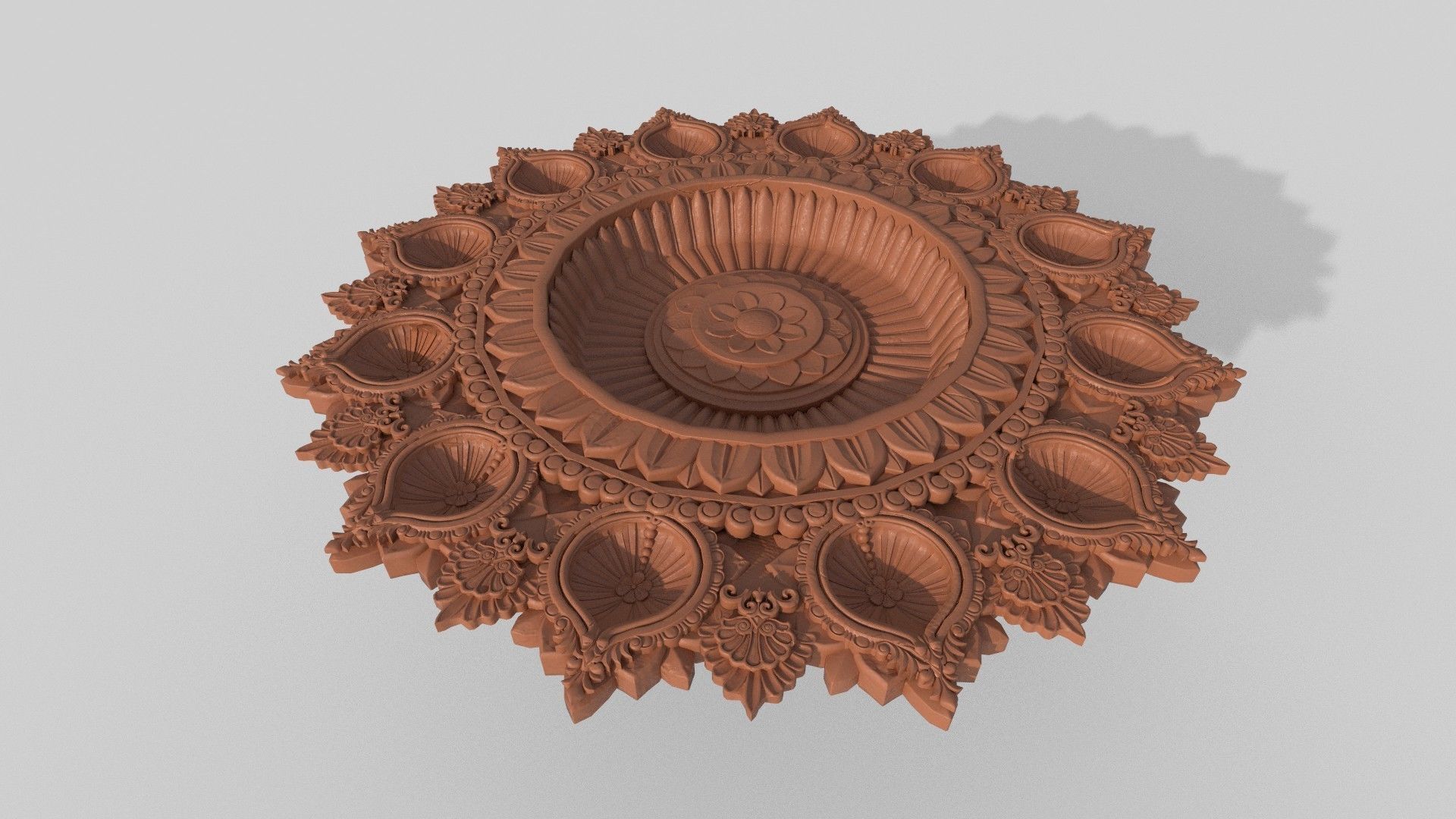 clay oil lamp  3D model_2