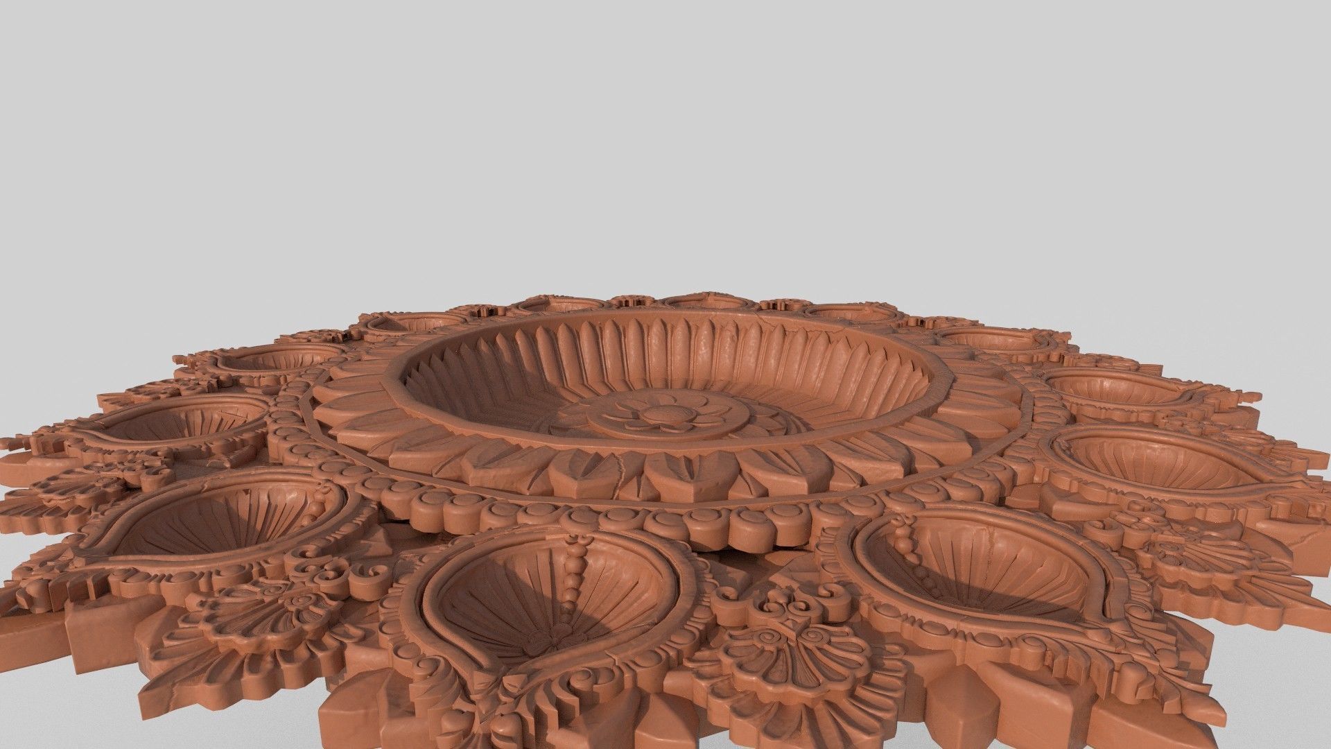 clay oil lamp  3D model_5