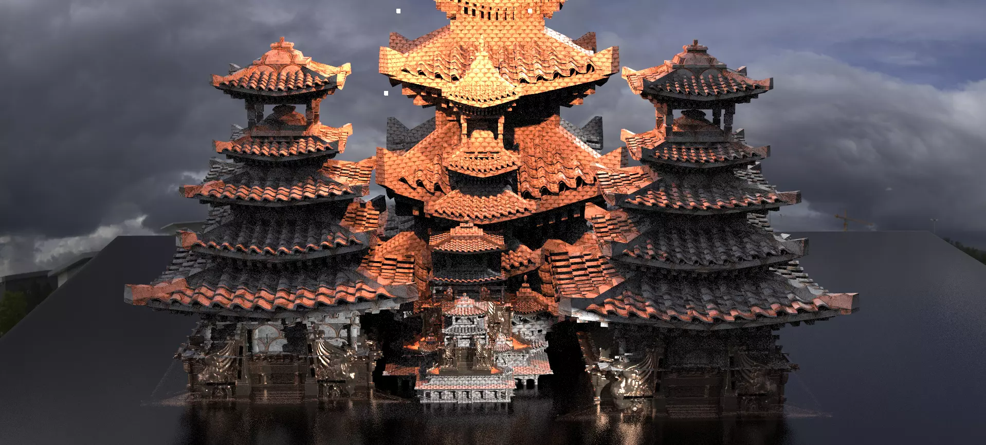 Asian Empires Temples Kitbash  3D model_0