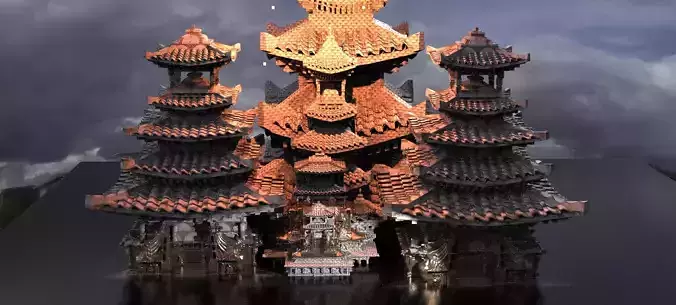Asian Empires Temples Kitbash  3D model
