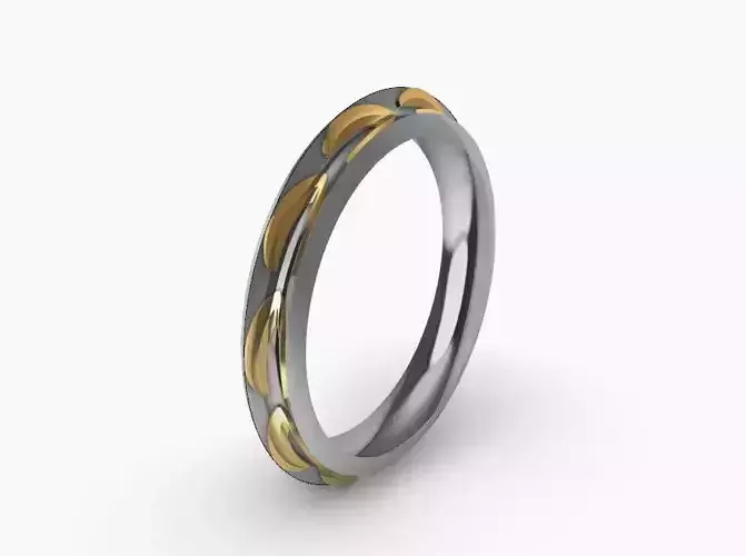 Ring 3d gold and silver wedding