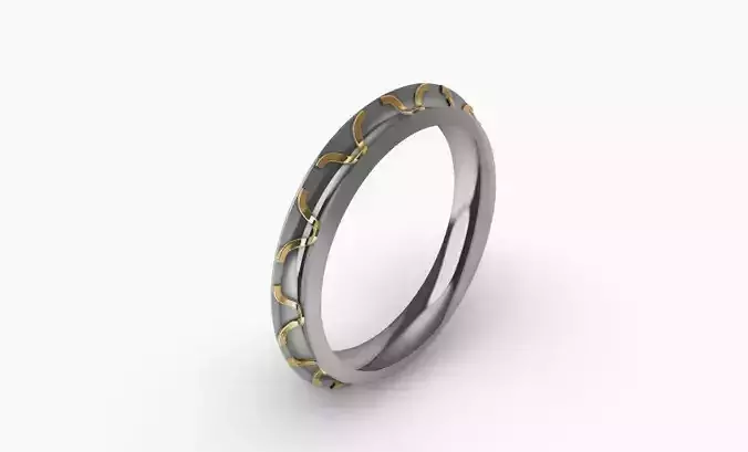 Ring 3d gold and silver with diamonds