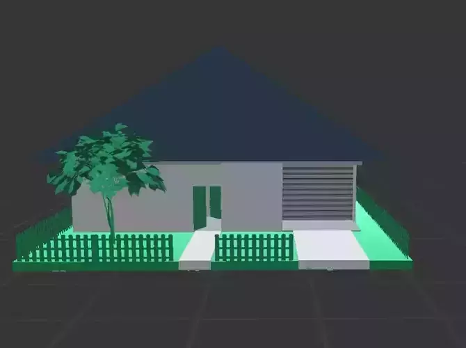 Low-poly-house 1 house with fence Free low-poly 3D model