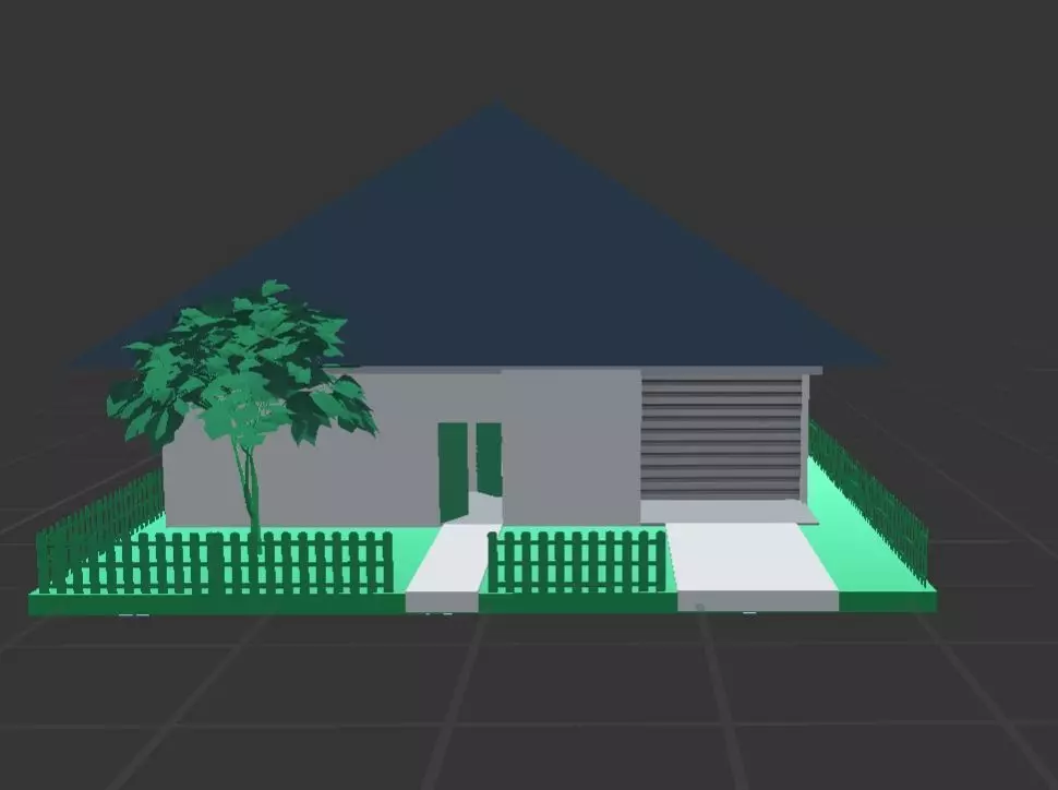 Low-poly-house 1 house with fence Free low-poly 3D model_0