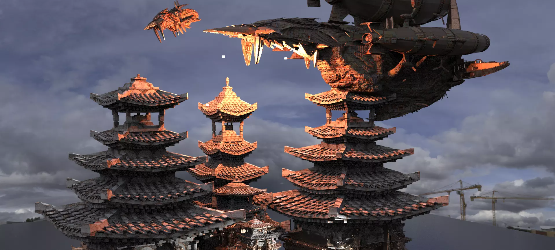 Empress Warlord Temples with Air ships 3 3D model_0