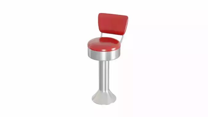 Retro Bar Stool 6 Low-poly 3D model