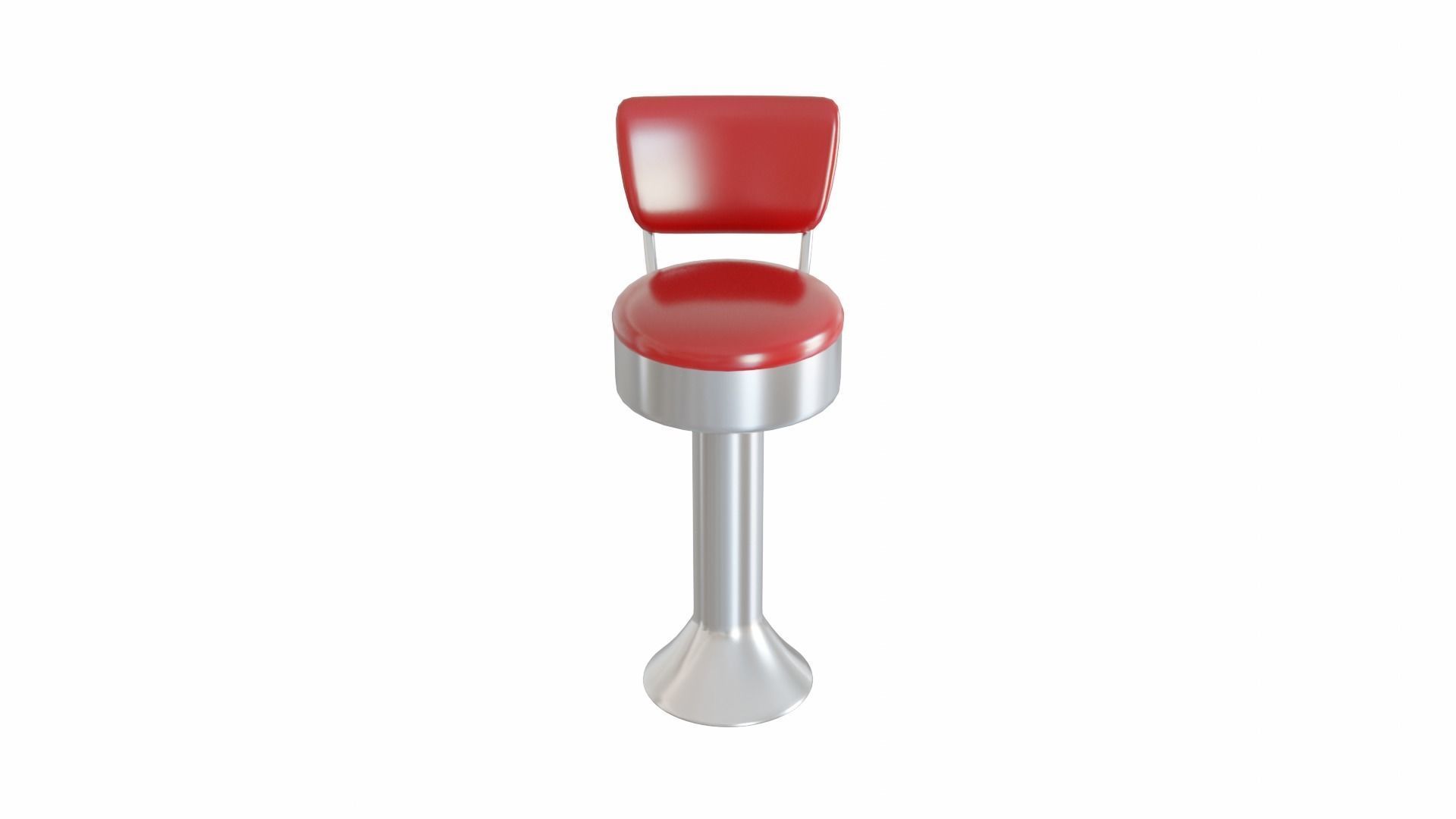 Retro Bar Stool 6 Low-poly 3D model_2