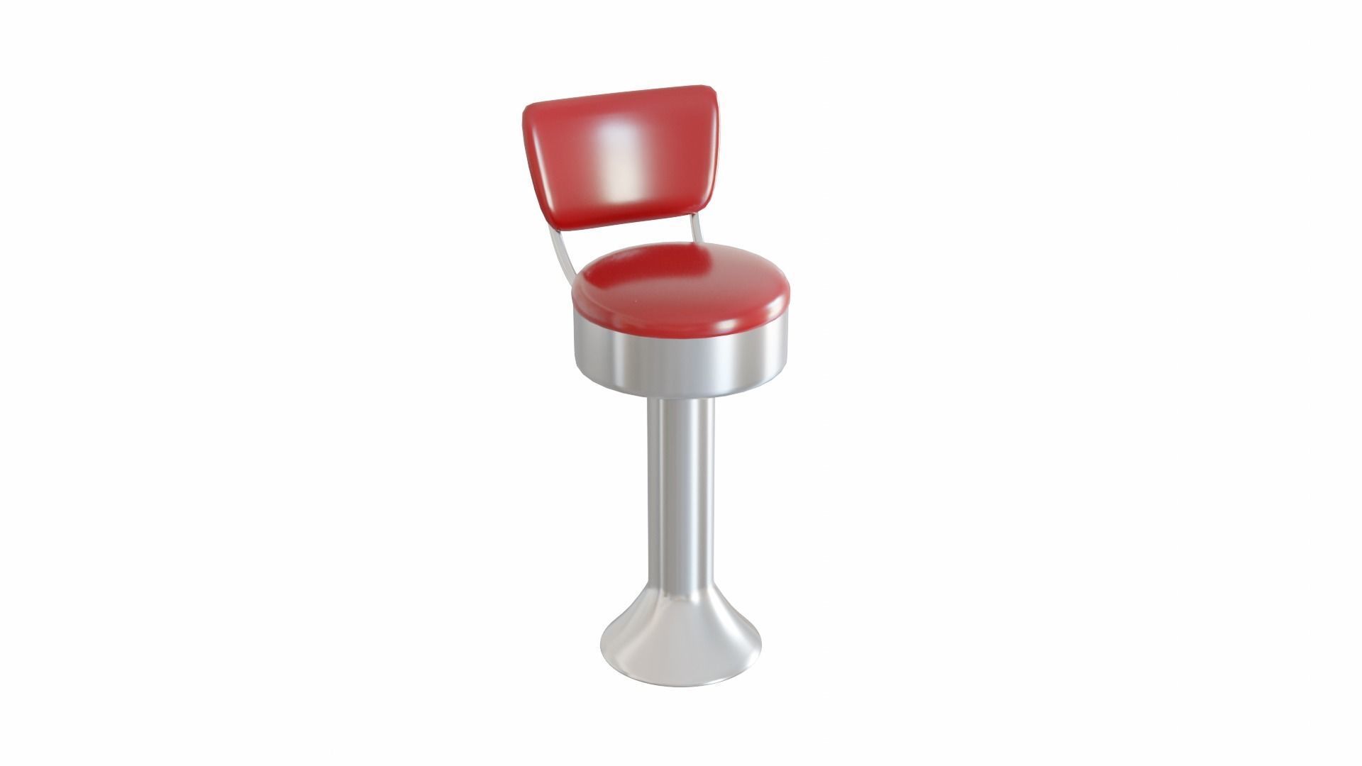Retro Bar Stool 6 Low-poly 3D model_3