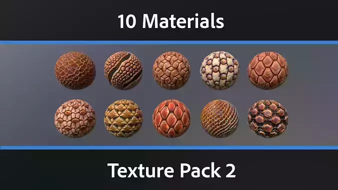10 Materials Skin Alien Seamless PBR Pack 2 Texture