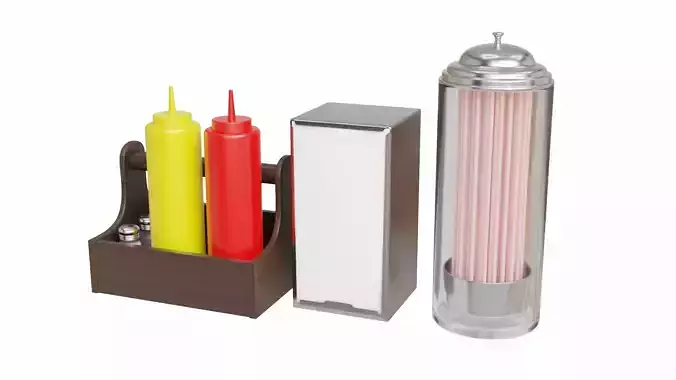 Condiment Collection Low-poly 3D model