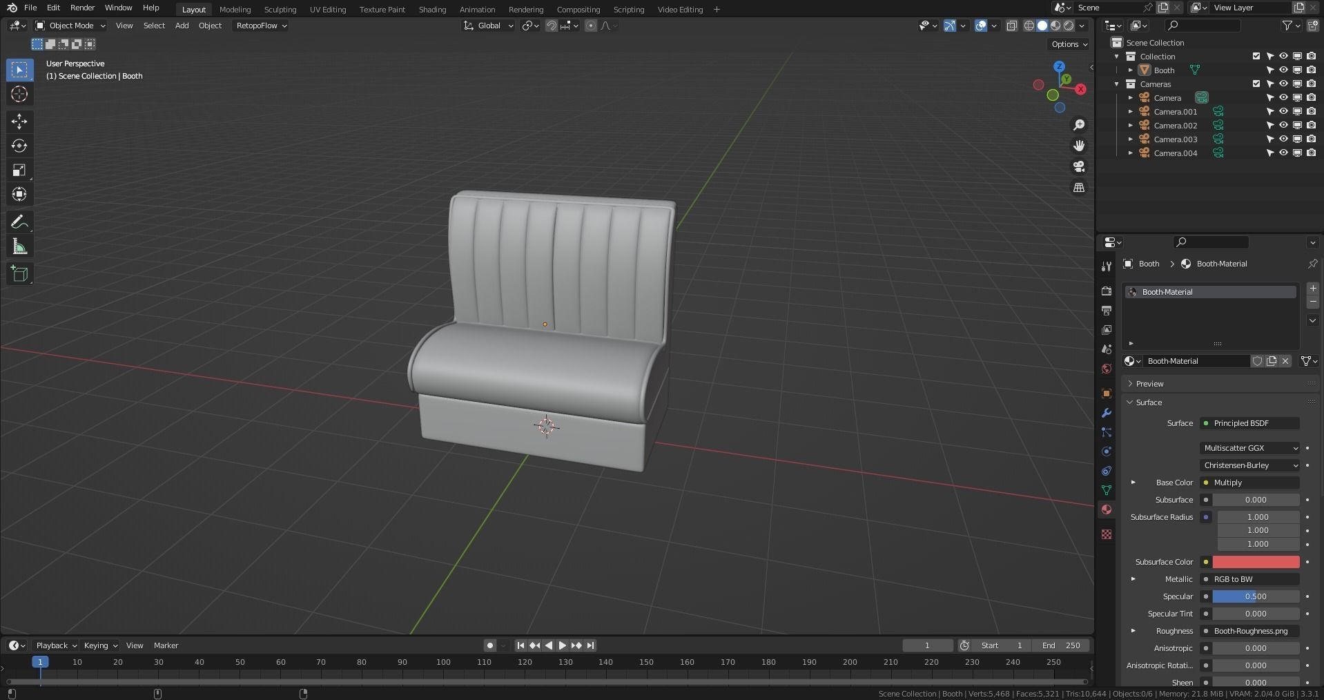 Retro Diner Booth 1 Low-poly 3D model_12