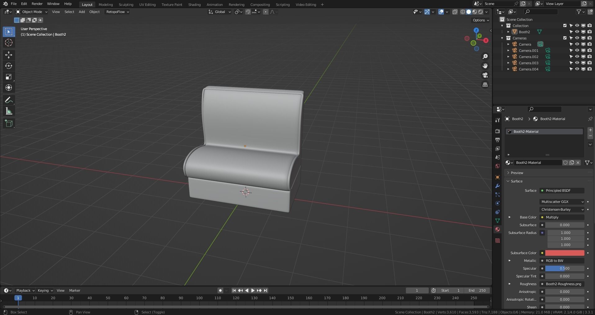 Retro Diner Booth 2 Low-poly 3D model_12