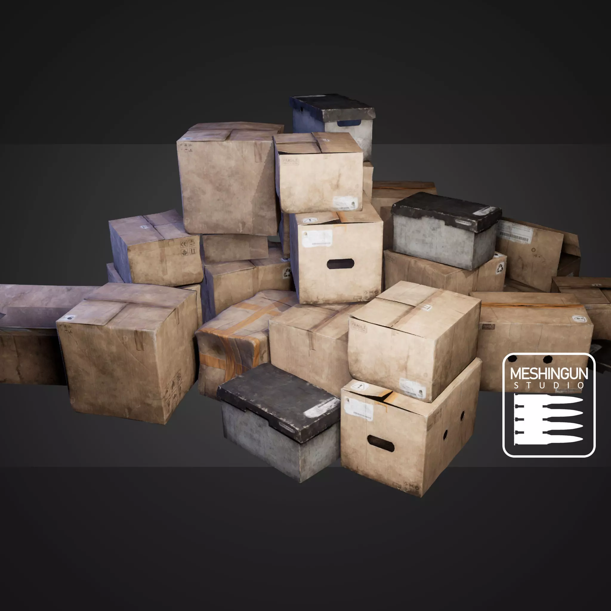 Cardboard Boxes Low-poly 3D model_0