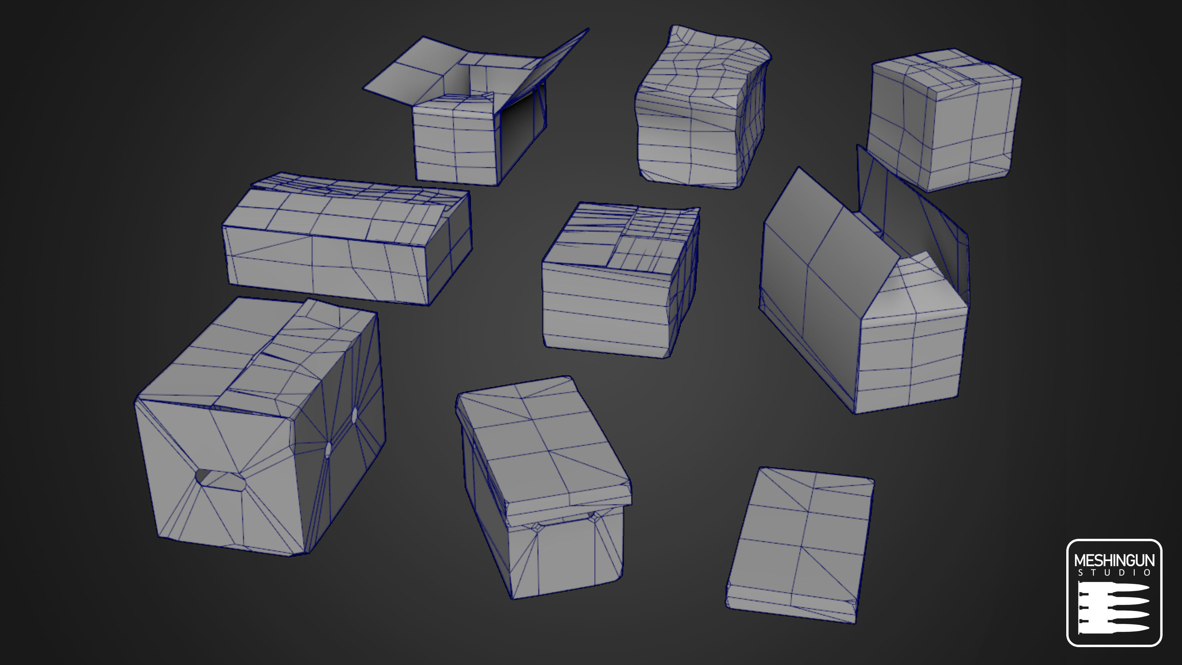 Cardboard Boxes Low-poly 3D model_5