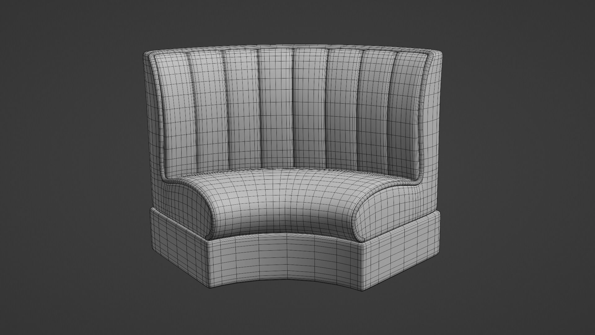 Retro Diner Circular Booth Low-poly 3D model_4