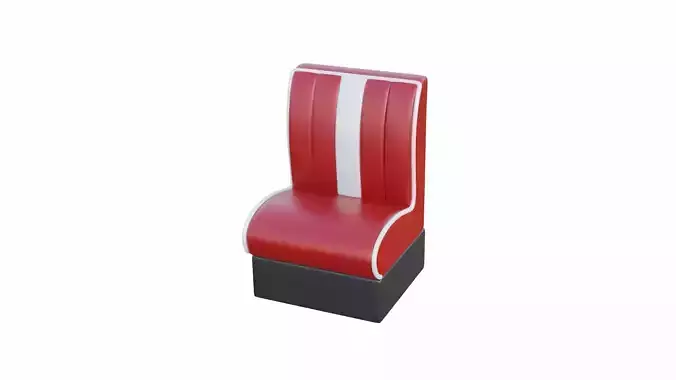 Retro Diner Single Booth Low-poly 3D model