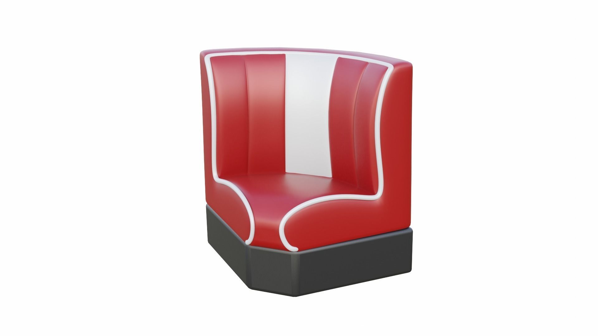 Retro Diner Square Corner Booth Low-poly 3D model_3