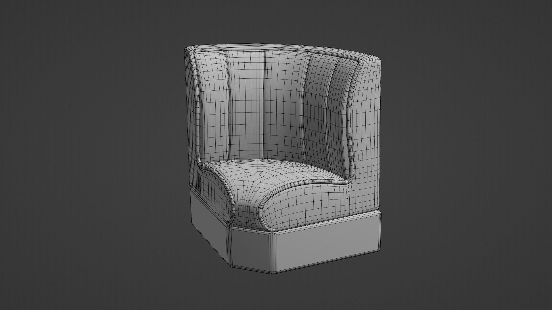 Retro Diner Square Corner Booth Low-poly 3D model_6